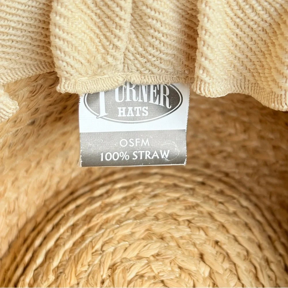 Turner Hats Floppy Wide Brim Sun Hat Beach Boho 100% Paper Black Ribbon Band